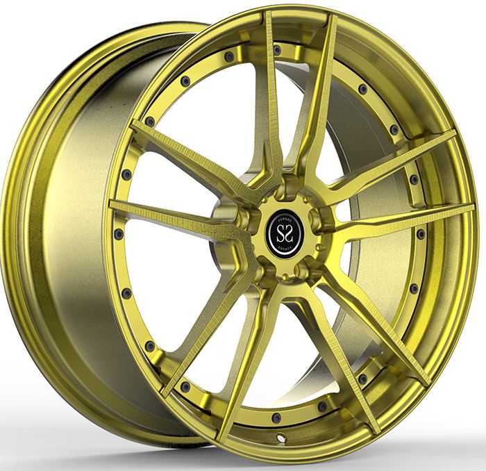 Кованые 2-диски из ПК, нестандартная форма спиц 23x11, золотой цвет для Audi RS6 C8 с керамикой